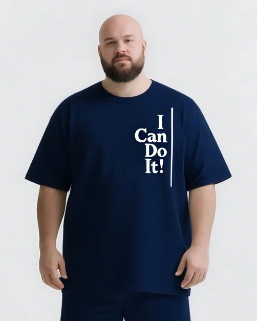 I CAN DO IT! Slogan T-shirt 2-Piece Set