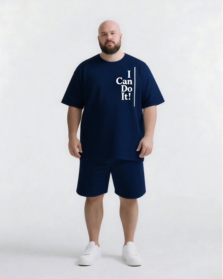 I CAN DO IT! Slogan T-shirt 2-Piece Set