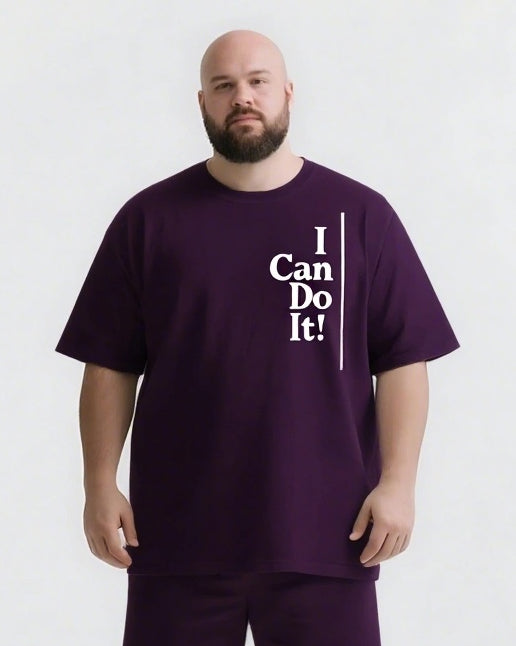I CAN DO IT! Slogan T-shirt 2-Piece Set