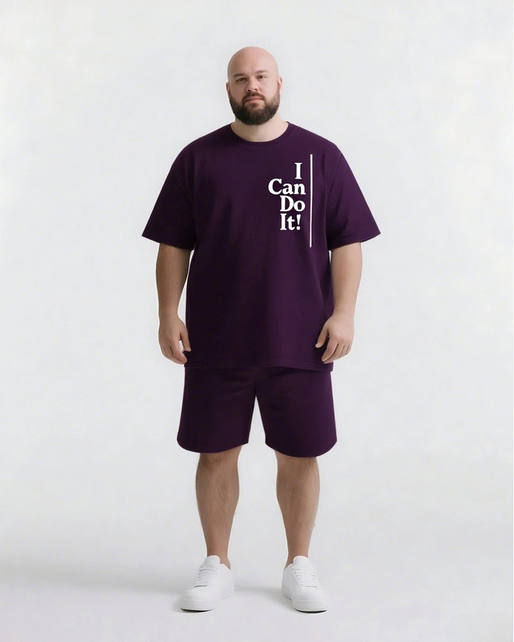 I CAN DO IT! Slogan T-shirt 2-Piece Set
