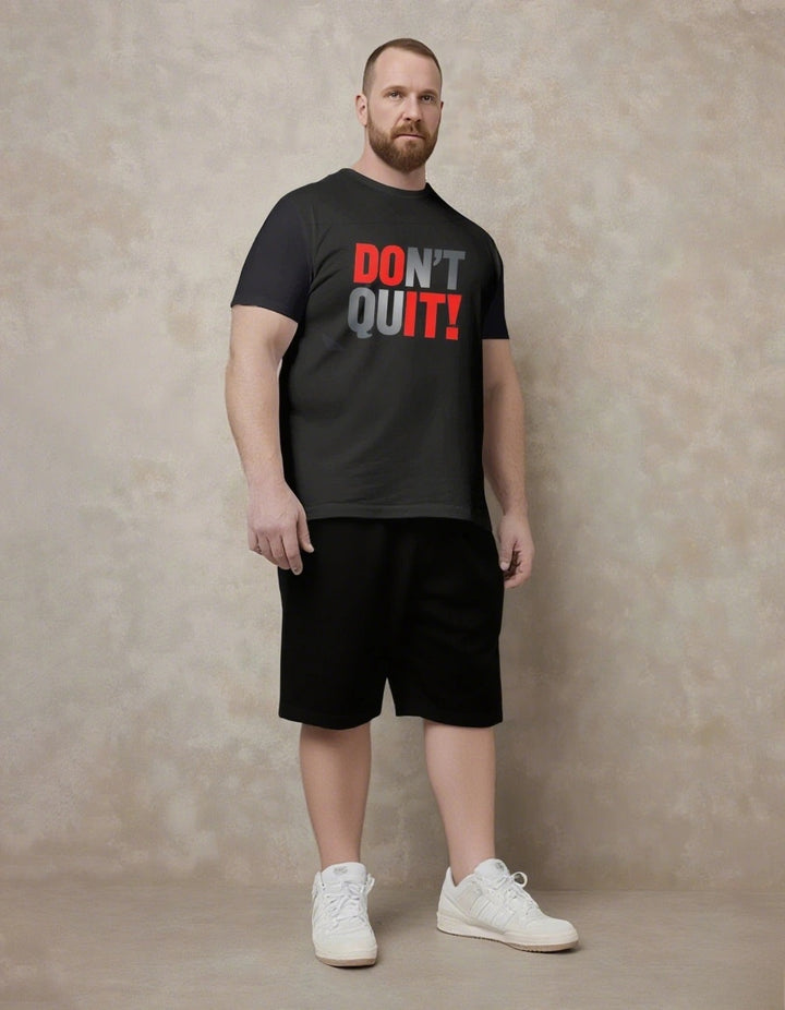 DON'T QUIT! Slogan T-shirt 2-Piece Set