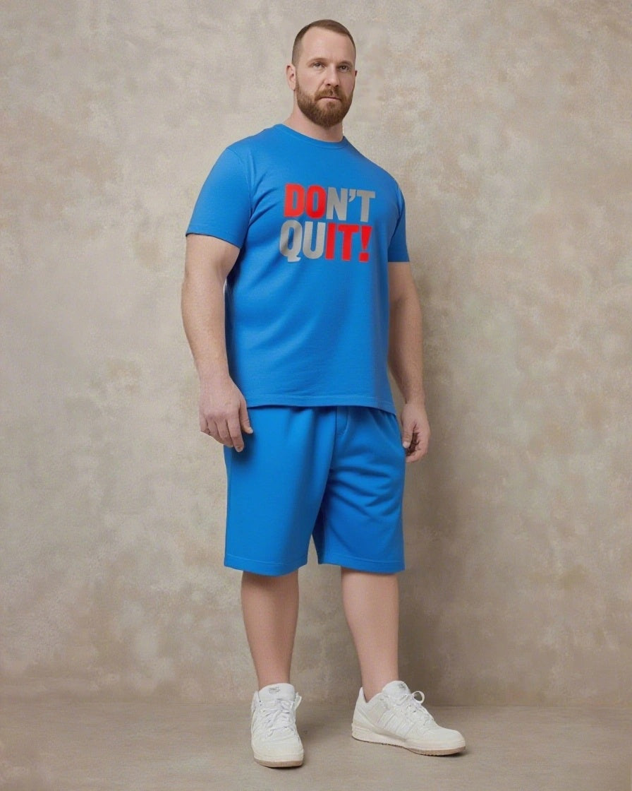 DON'T QUIT! Slogan T-shirt 2-Piece Set