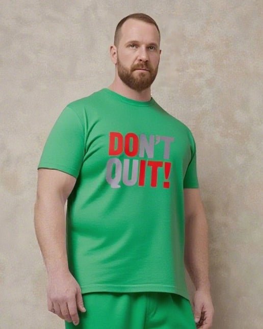 DON'T QUIT! Slogan T-shirt 2-Piece Set