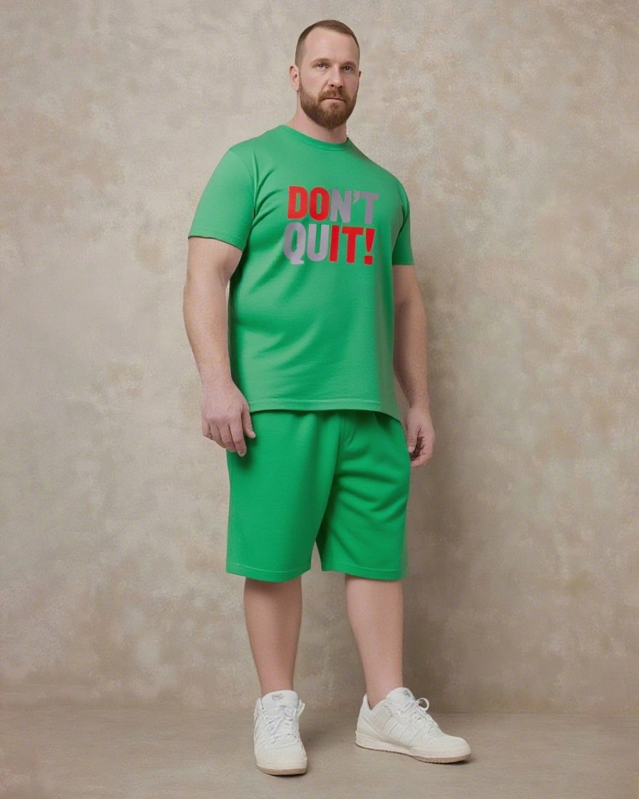 DON'T QUIT! Slogan T-shirt 2-Piece Set