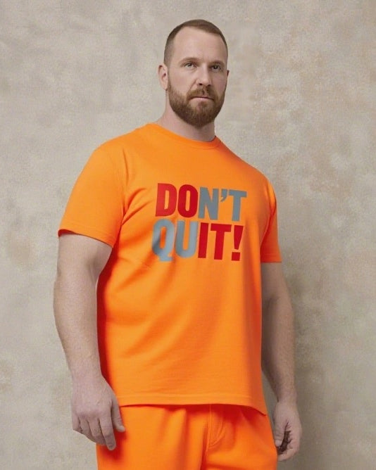 DON'T QUIT! Slogan T-shirt 2-Piece Set