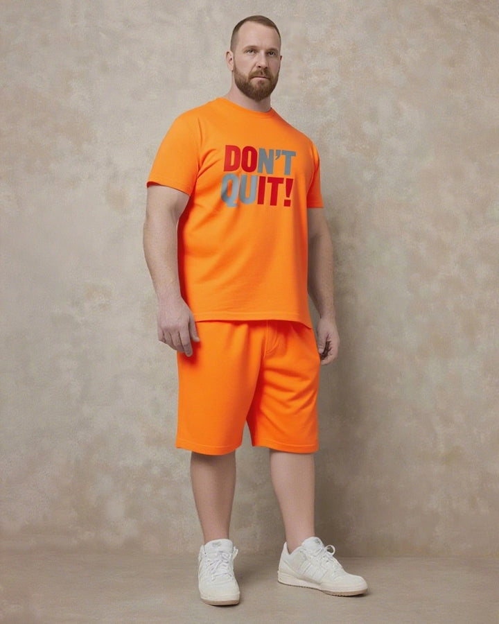 DON'T QUIT! Slogan T-shirt 2-Piece Set