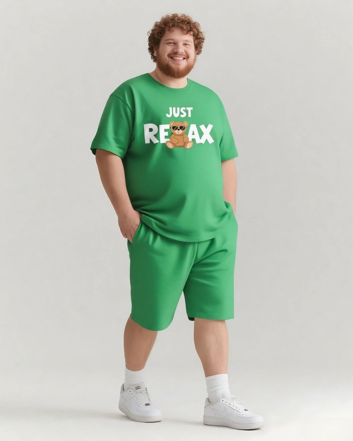JUST RELAX Slogan T-shirt 2-Piece Set