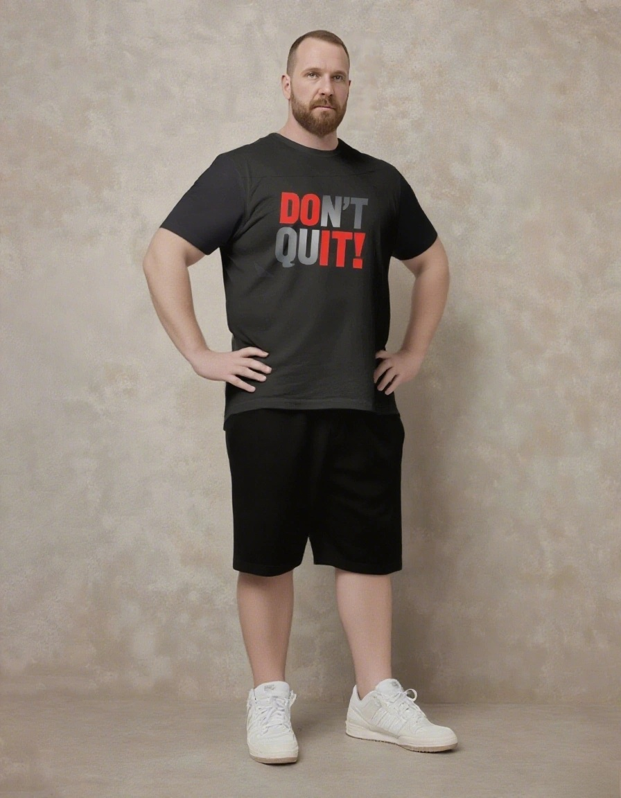 DON'T QUIT! Slogan T-shirt 2-Piece Set