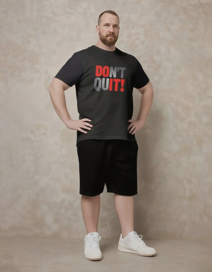 DON'T QUIT! Slogan T-shirt 2-Piece Set
