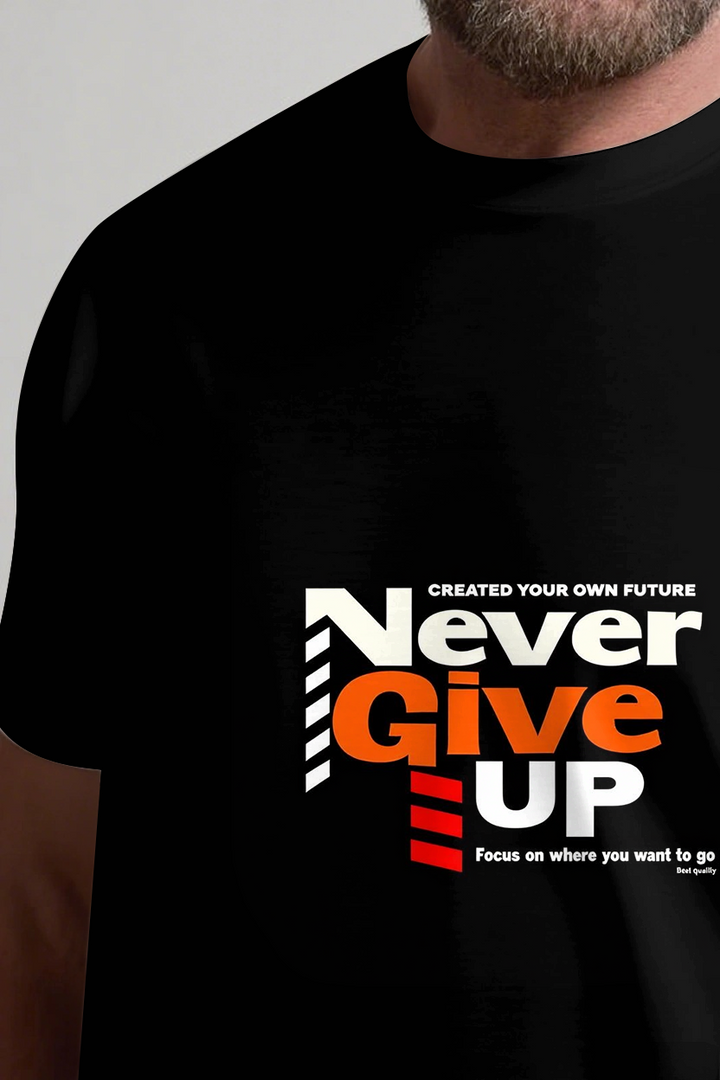 NEVER GIVE UP On Your Future Slogan T-shirt 2-Piece Set