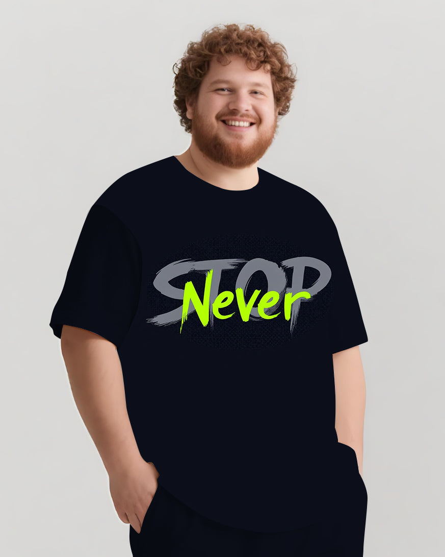 Never STOP Slogan T-shirt Shorts Set