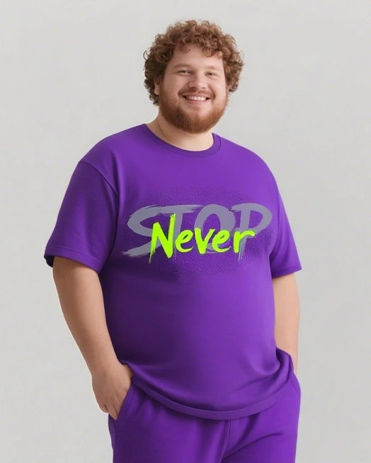 Never STOP Slogan T-shirt Shorts Set