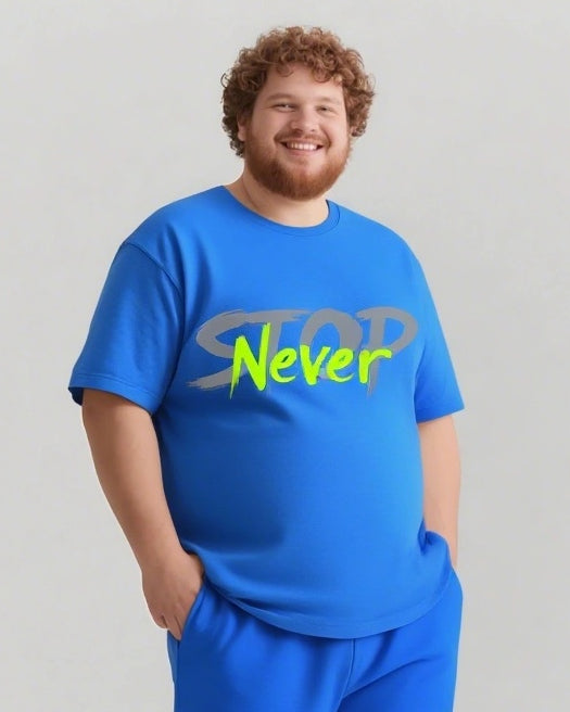 Never STOP Slogan T-shirt Shorts Set