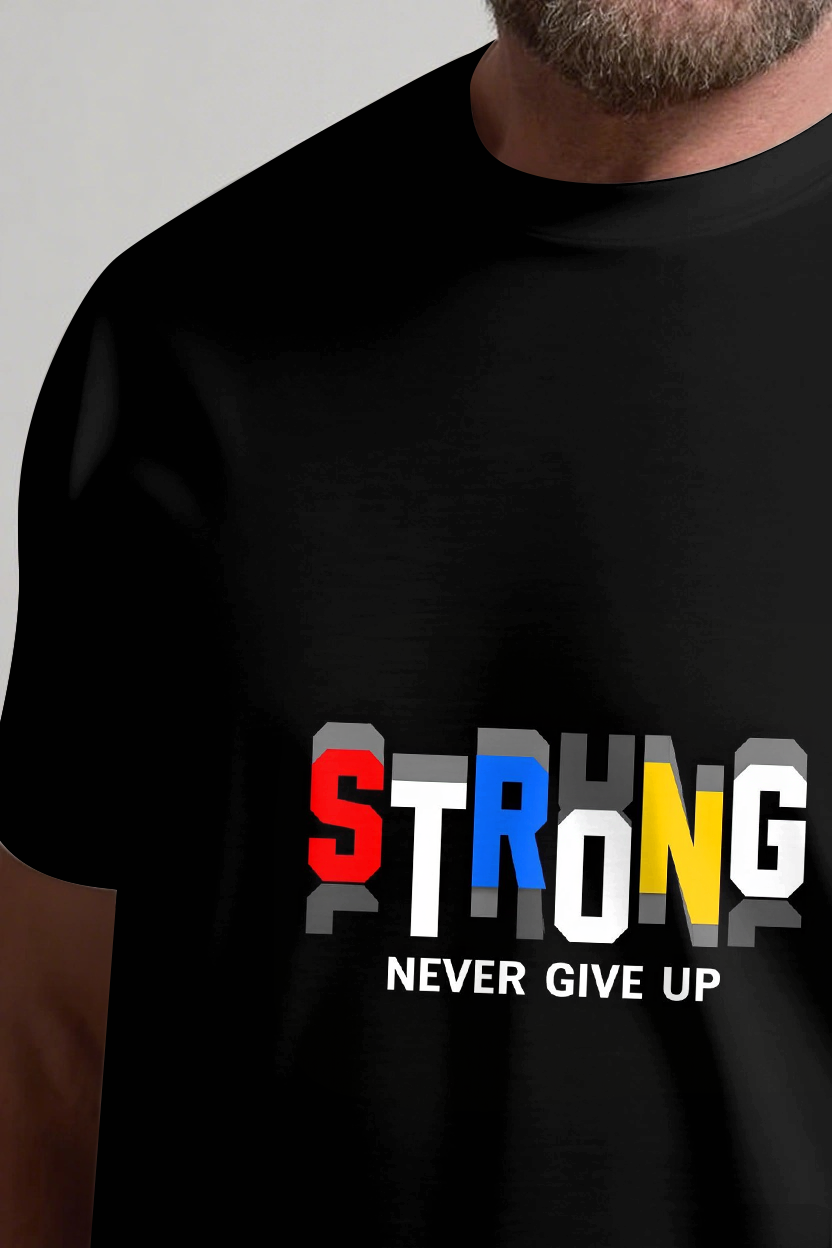 Strong Never Give Up Slogan T-shirt 2-Piece Set