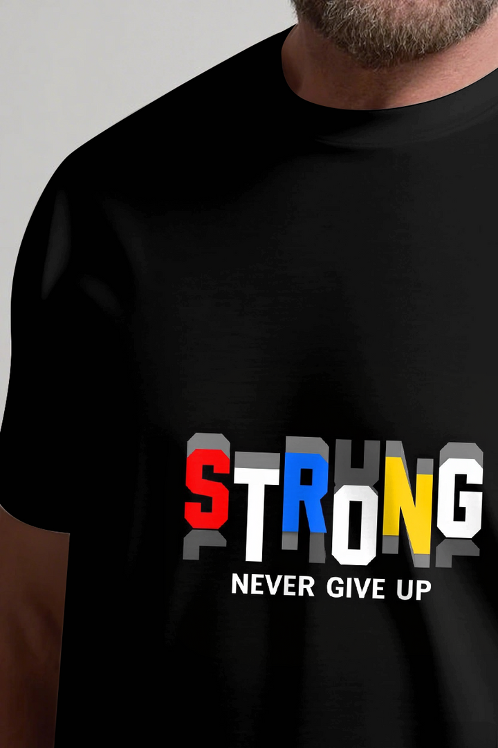 Strong Never Give Up Slogan T-shirt 2-Piece Set
