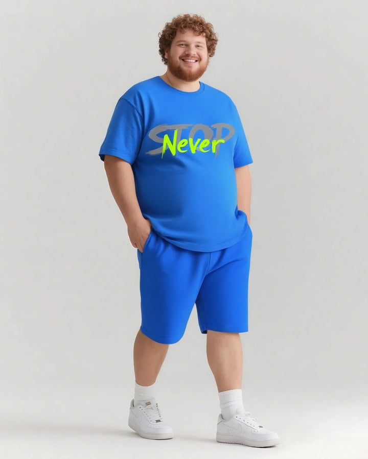 Never STOP Slogan T-shirt Shorts Set