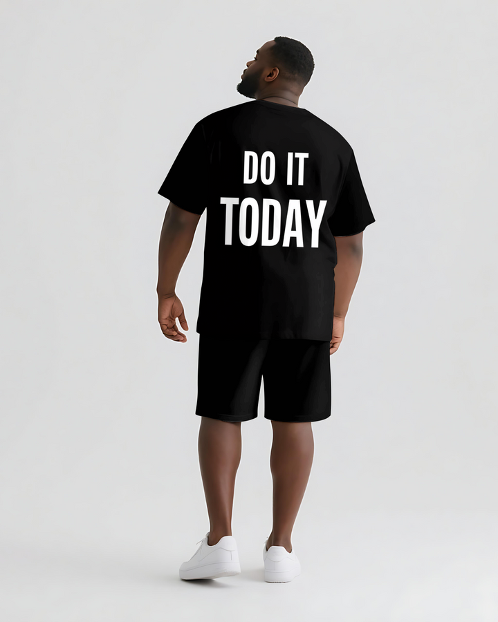 Do It Today Slogan T-shirt 2-Piece Set