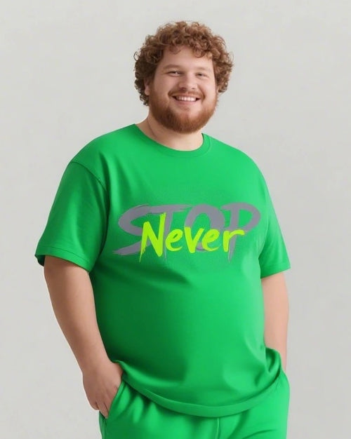 Never STOP Slogan T-shirt Shorts Set