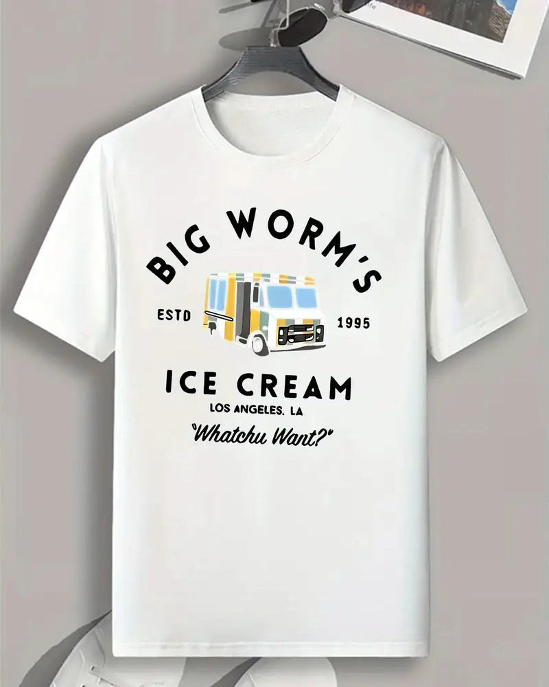 S-5XL Big Worm Ice Cream Funny Graffit T-Shirt