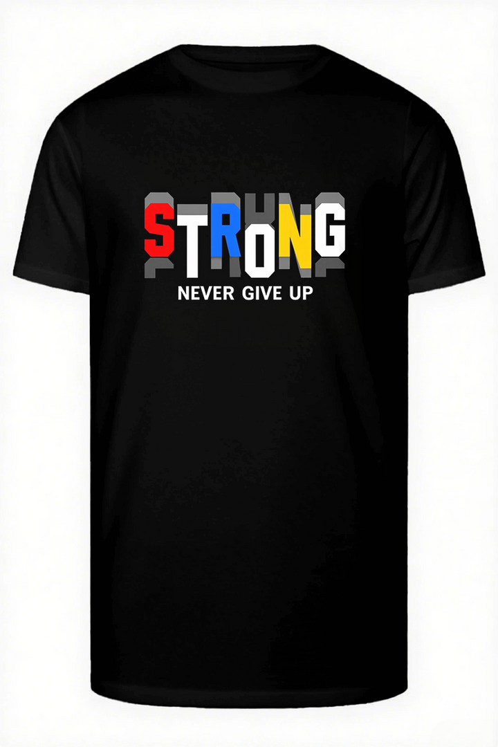 Strong Never Give Up Slogan T-shirt 2-Piece Set