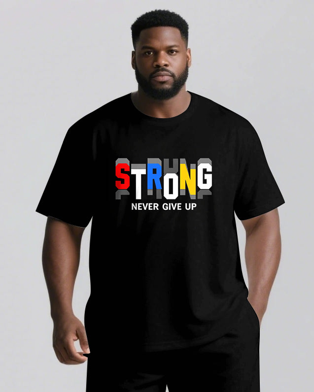 Strong Never Give Up Slogan T-shirt 2-Piece Set