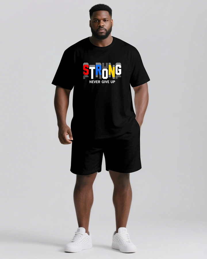 Strong Never Give Up Slogan T-shirt 2-Piece Set