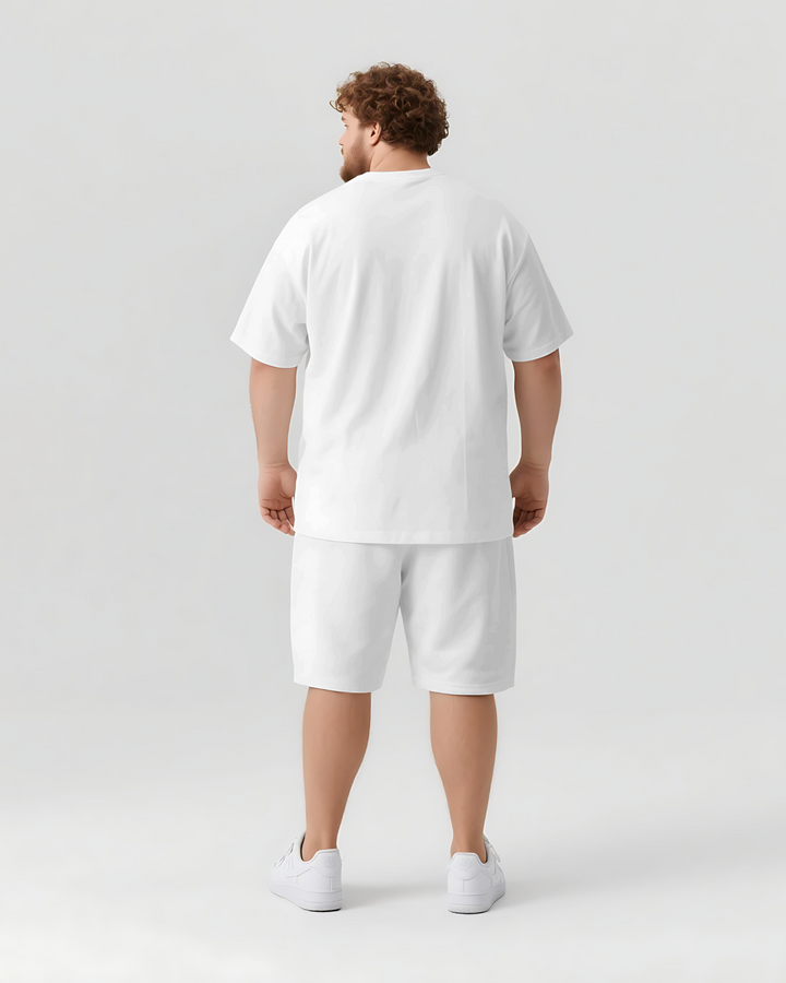 NEVER GIVE UP Slogan T-shirt Shorts Set