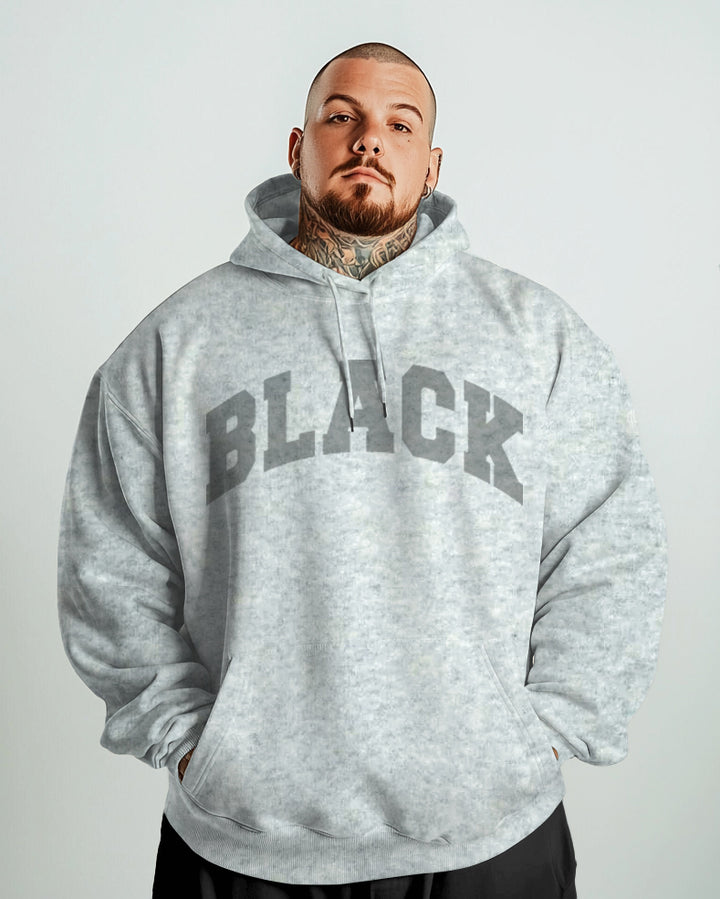 Cotton-Simple Black Letter Print Men's Loose Oversized Sweatshirt