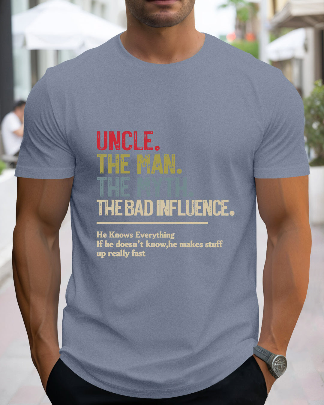 S-2XL Uncle The Man The Myth The Bad Influence Print T-Shirt