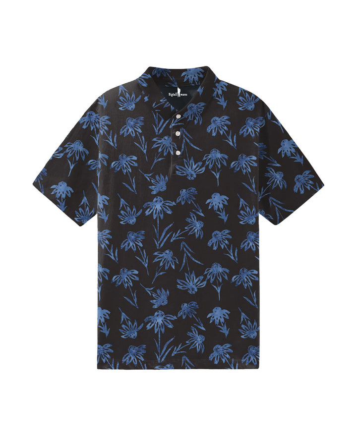 Black Blue Dark Batik Men's Polo Short Sleeve