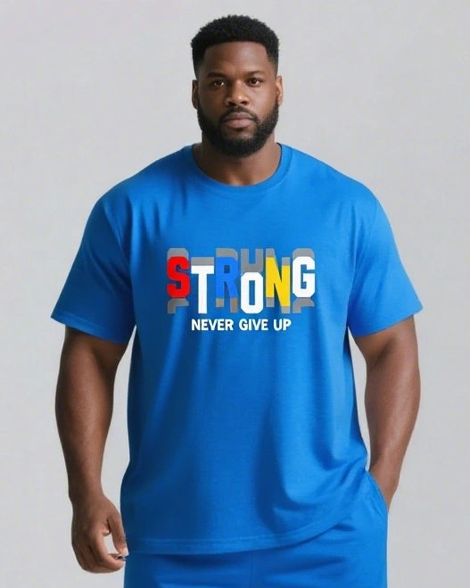 Strong Never Give Up Slogan T-shirt 2-Piece Set