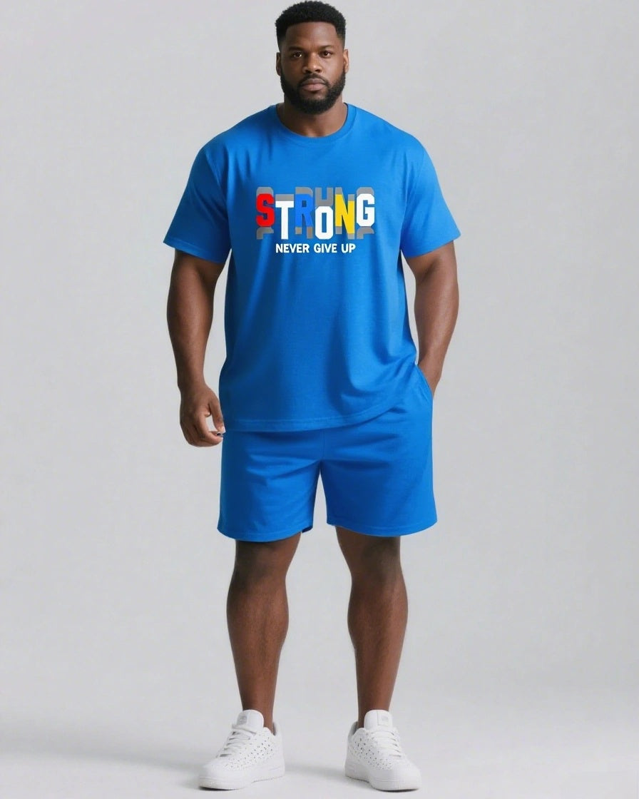 Strong Never Give Up Slogan T-shirt 2-Piece Set