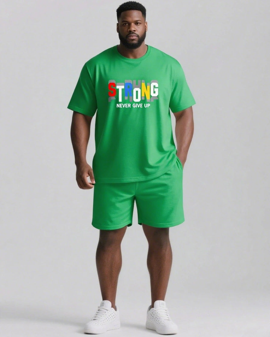 Strong Never Give Up Slogan T-shirt 2-Piece Set
