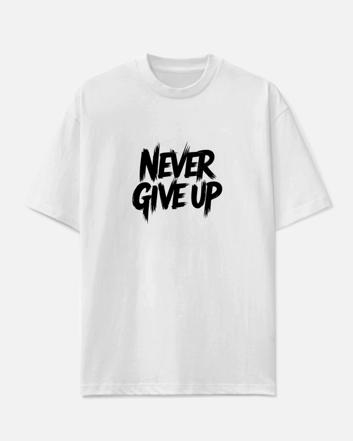 NEVER GIVE UP Slogan T-shirt Shorts Set