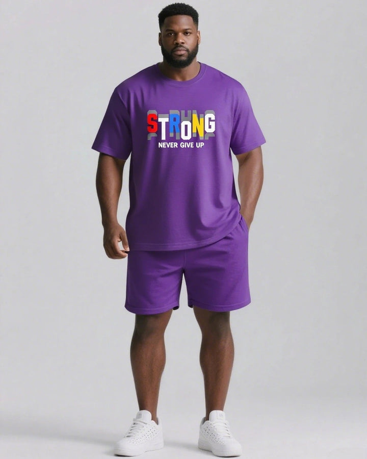 Strong Never Give Up Slogan T-shirt 2-Piece Set