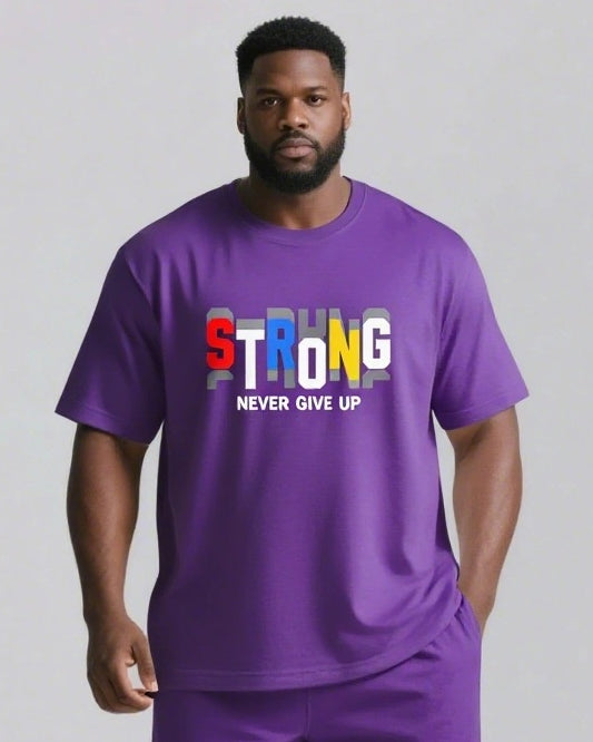 Strong Never Give Up Slogan T-shirt 2-Piece Set