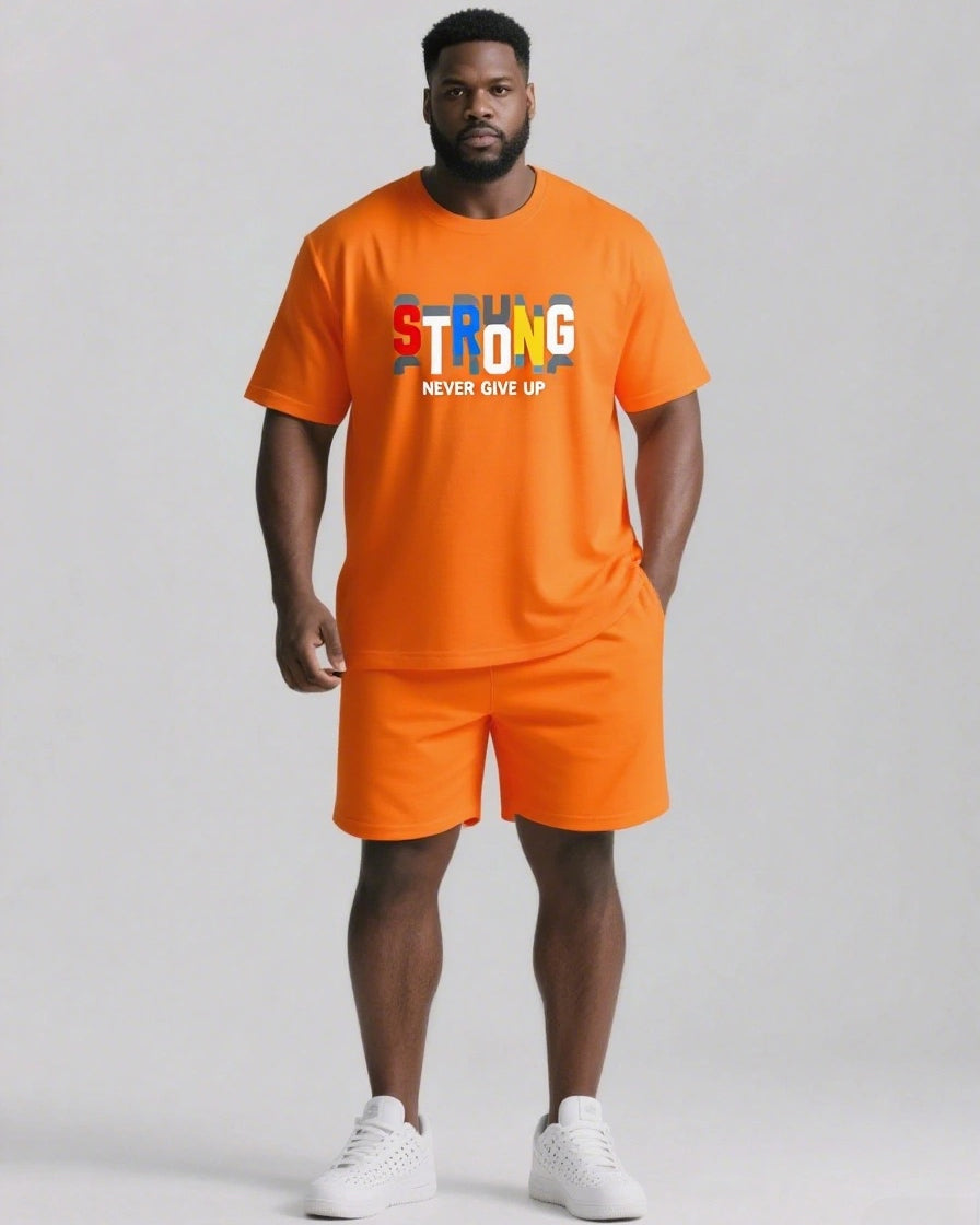 Strong Never Give Up Slogan T-shirt 2-Piece Set