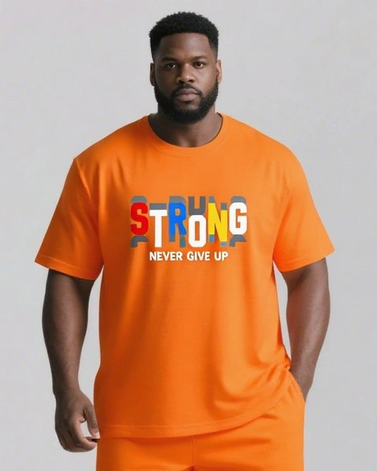Strong Never Give Up Slogan T-shirt 2-Piece Set