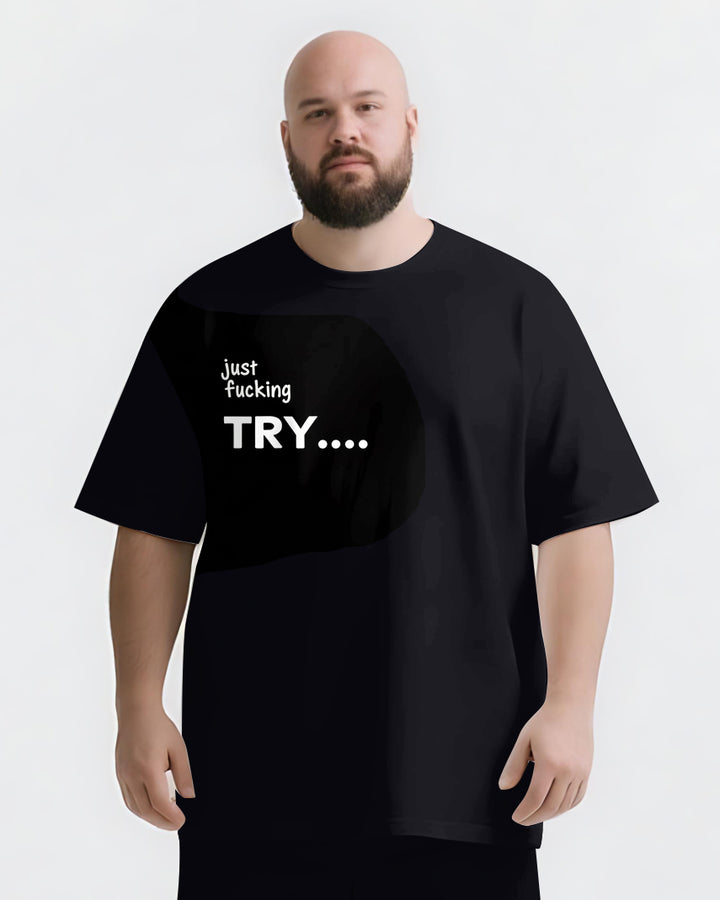 just fucking TRY Slogan T-shirt 2-Piece Set