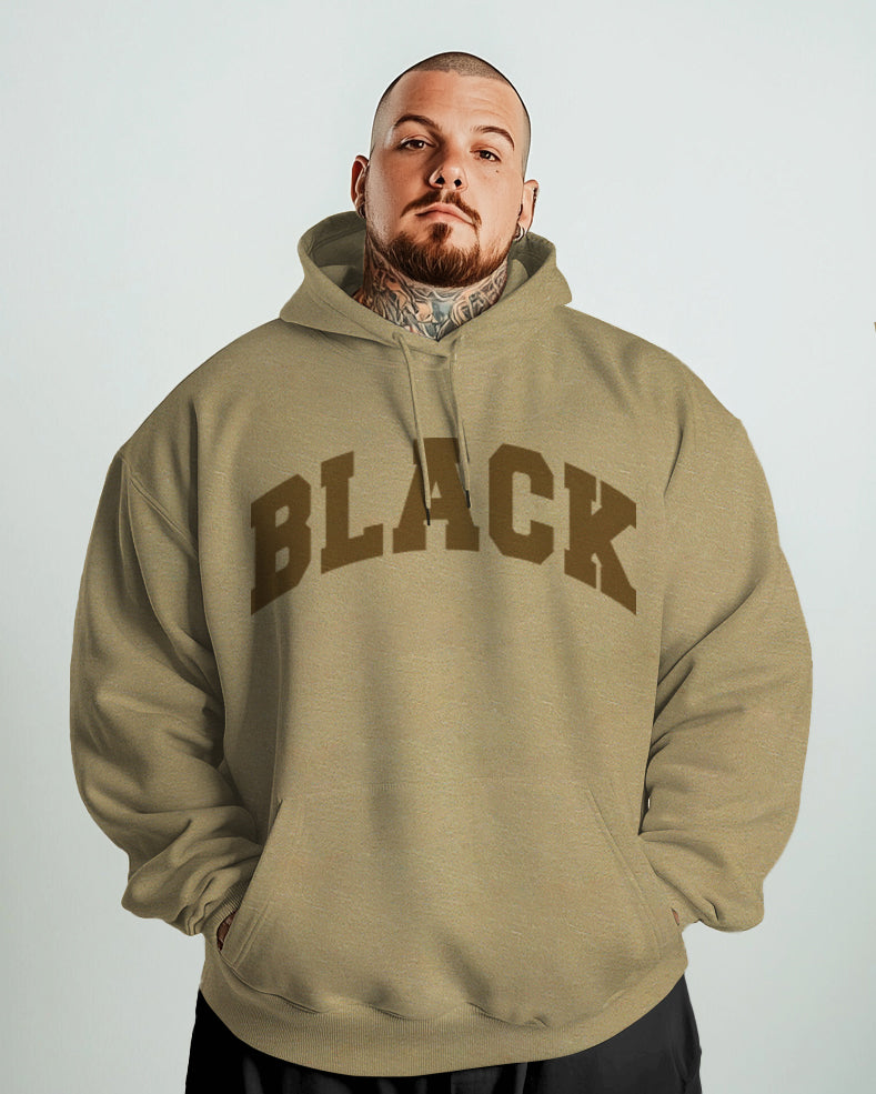 Cotton-Simple Black Letter Print Men's Loose Oversized Sweatshirt