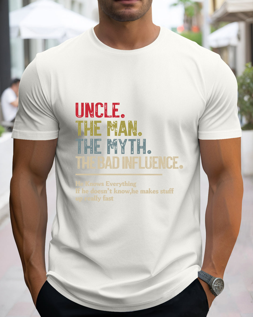 S-2XL Uncle The Man The Myth The Bad Influence Print T-Shirt