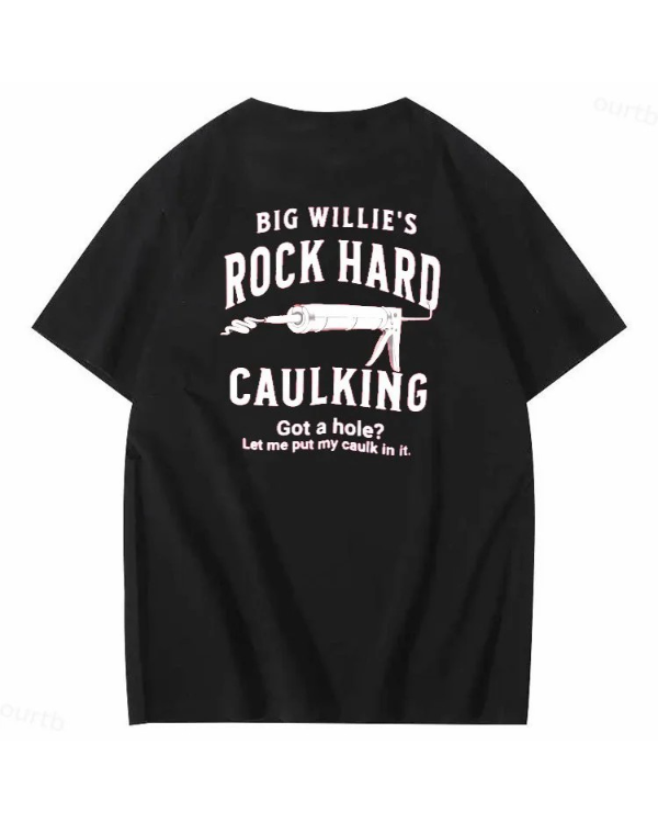 S-5XL Big Willie’s Rock Pattern Print Crew Neck T-Shirt