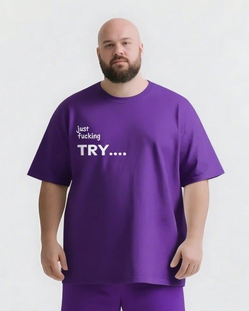 just fucking TRY Slogan T-shirt 2-Piece Set