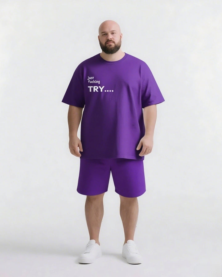 just fucking TRY Slogan T-shirt 2-Piece Set