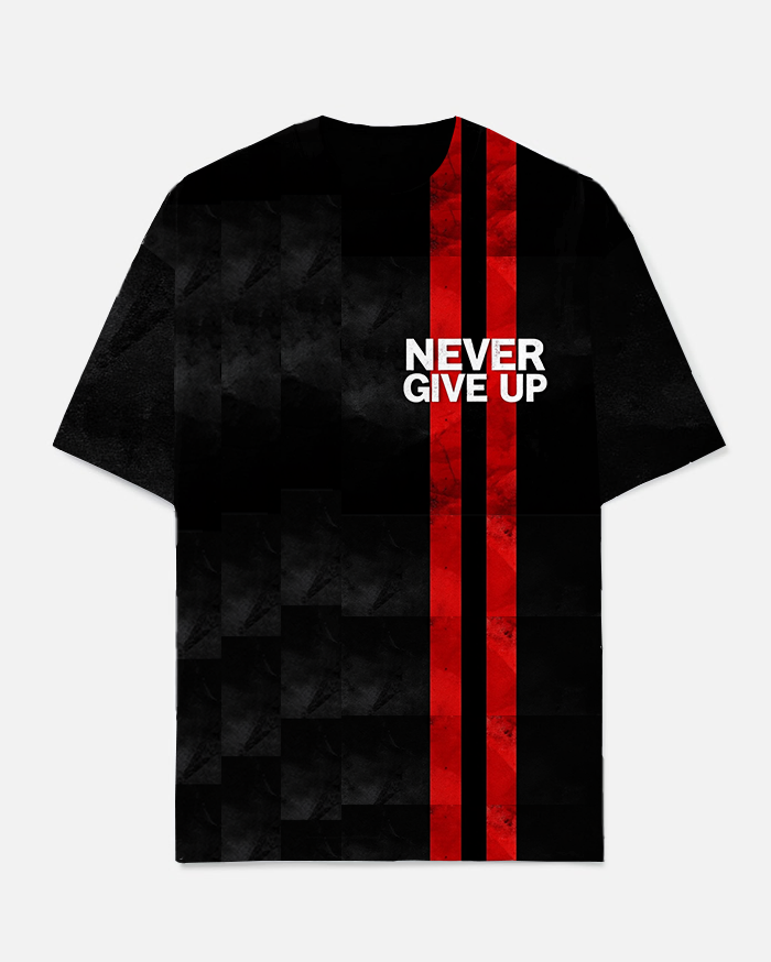 NEVER GIVE UP Slogan T-shirt 2-Piece Set