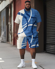 Men's Plus Size Abstract Print Shorts Set