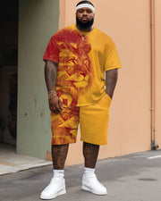 Men's 3D Casual Printed Short Sleeve Suit