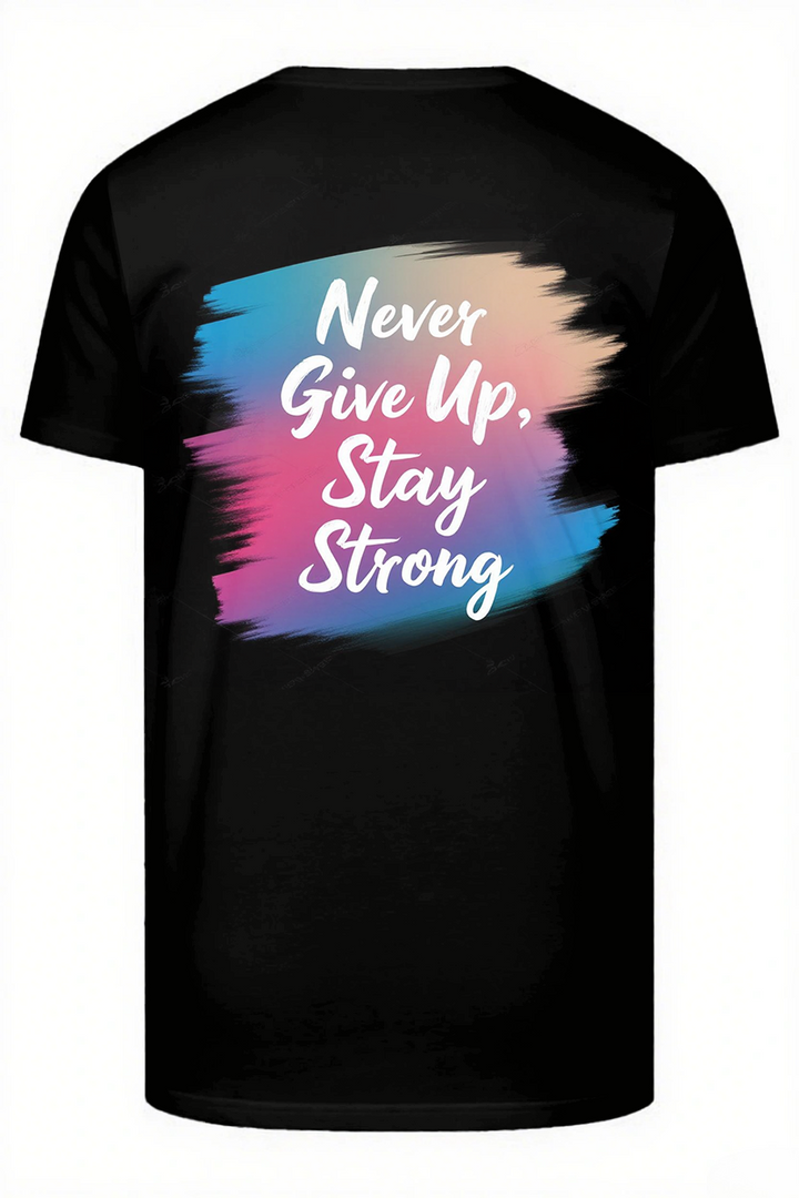 Never Give Up Stay Strong Slogan T-shirt 2-Piece Set