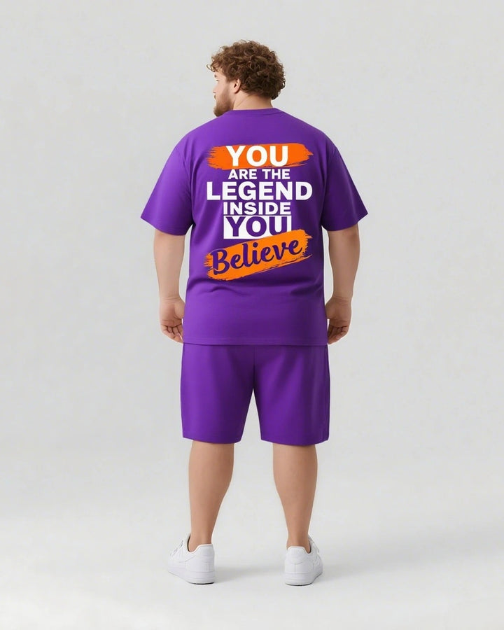 YOU ARE THE LEGEND Slogan T-shirt Shorts Set