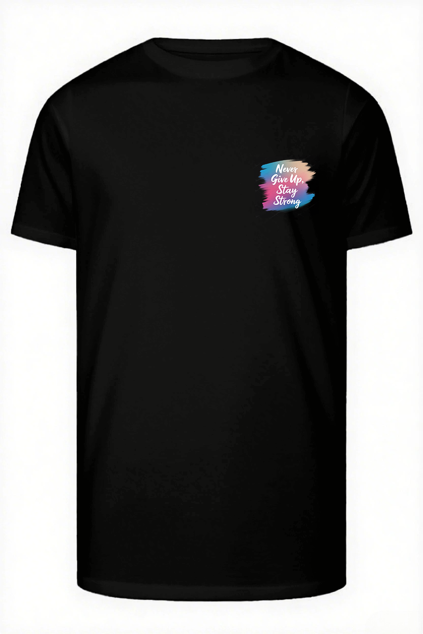 Never Give Up Stay Strong Slogan T-shirt 2-Piece Set